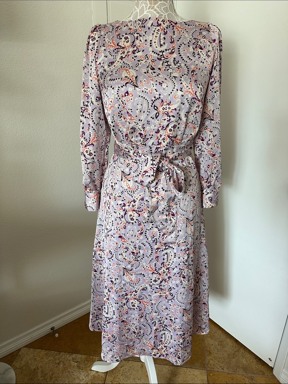 NWT Ann Taylor Petite Floral Puff Shoulder Belted Flare Size 2P